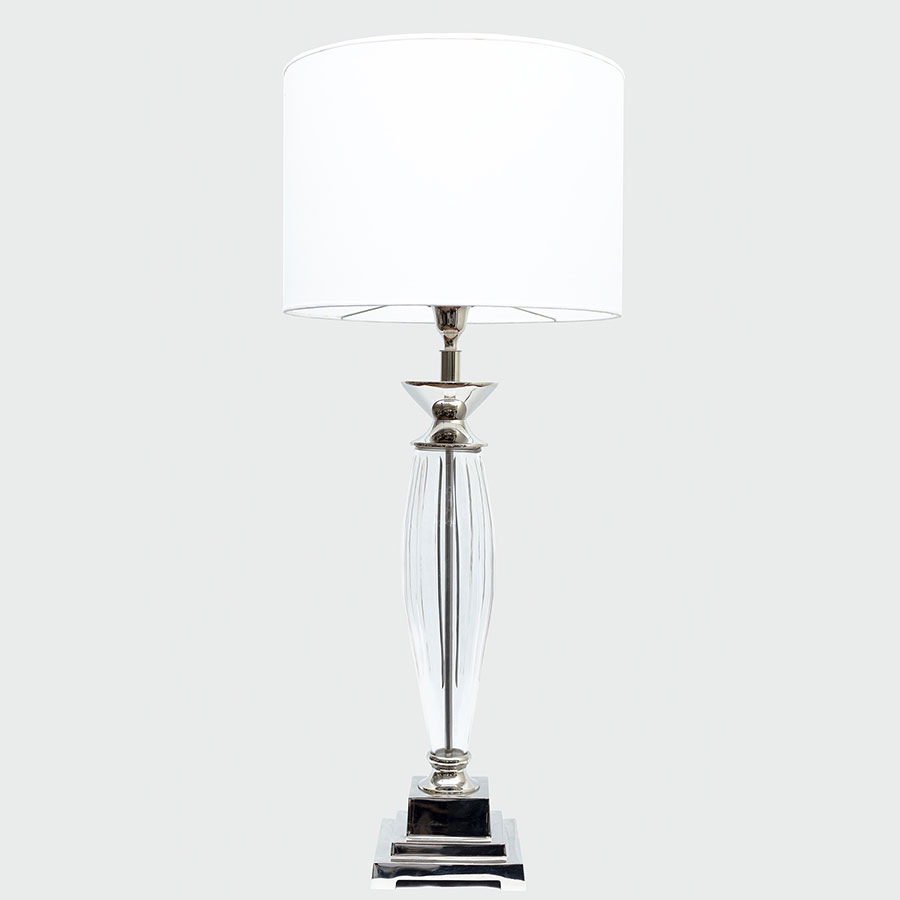 Lampara cromada con vidrio